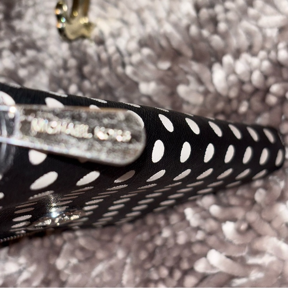 Michael Kors Fulton Black and White Polka Dot Saffiano Leather Wallet - Picture 4 of 6
